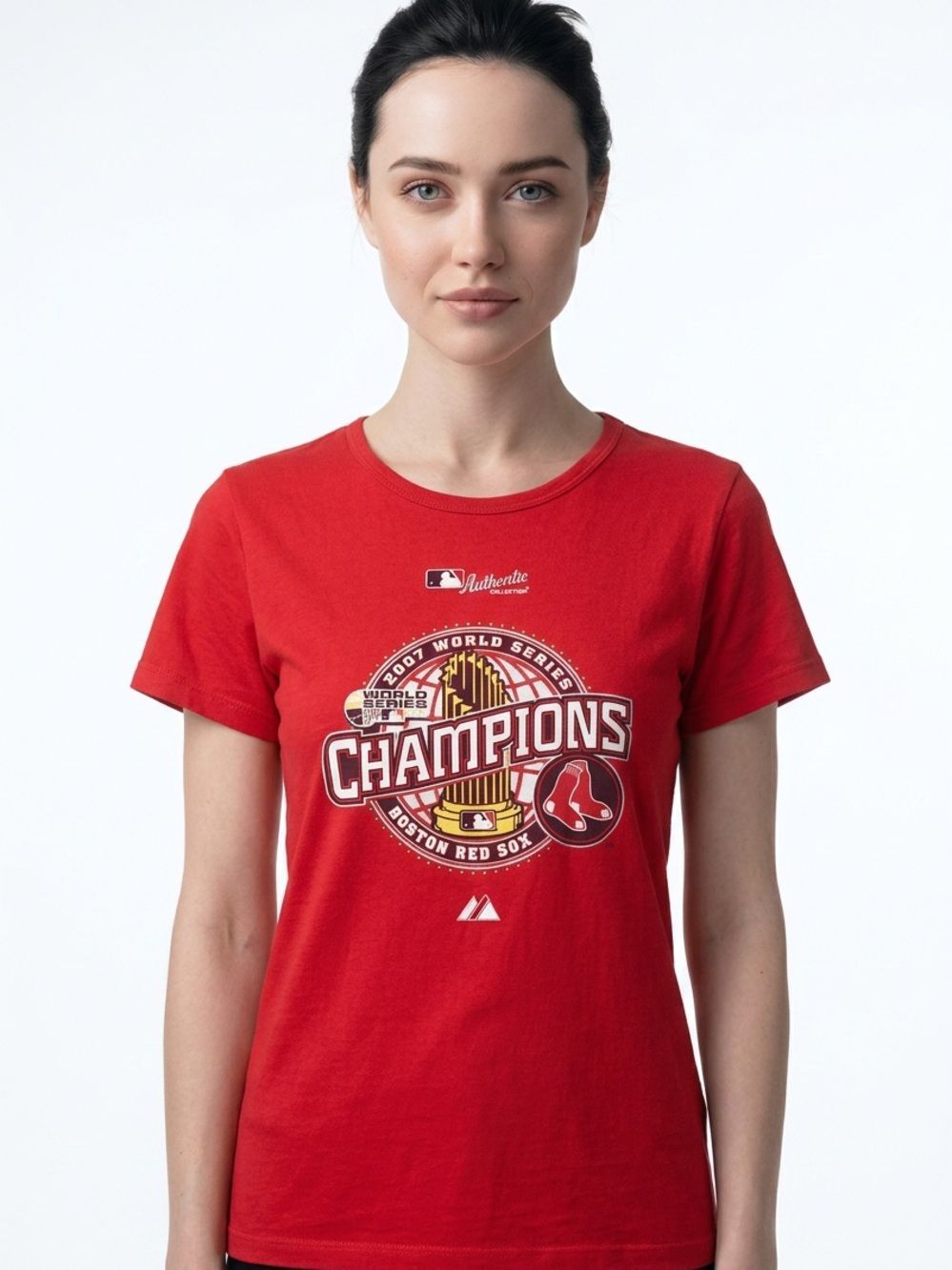 BOSTON RED SOX 2007 Champions Red Short Sleeve Tee Women’s Size Small Boxy